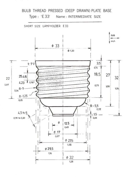 Short E33 bulb base lateral view.